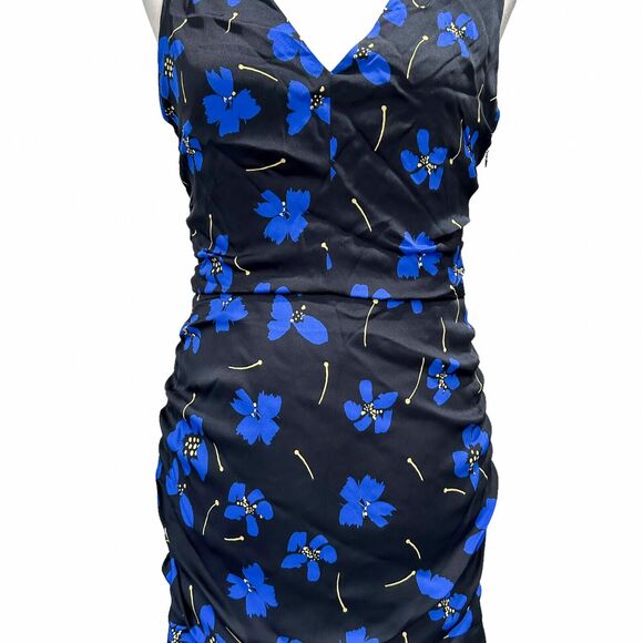 Milly NWT Butterfly Stretch Silk Pam Dress Size 4 Women's Ruched‎ Sheath Blue - Picture 8 of 14